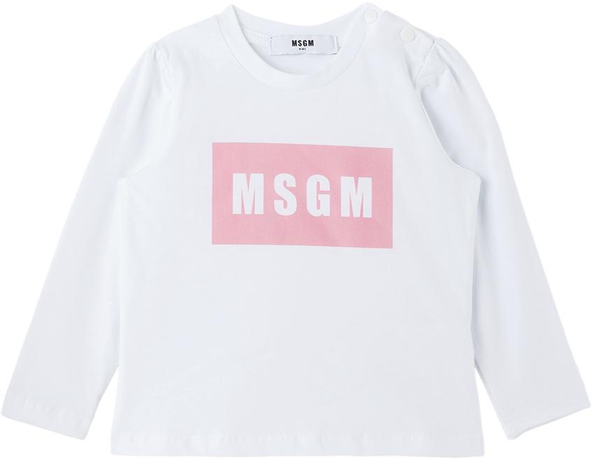 Baby White & Pink Long Sleeve T-Shirt & Skirt商品第2张图片规格展示