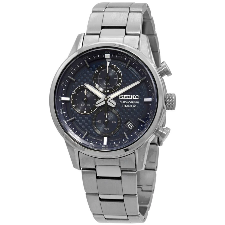 商品Seiko|Chronograph Quartz Blue Dial Grey Titanium Men's Watch SSB387,价格¥1357,第1张图片