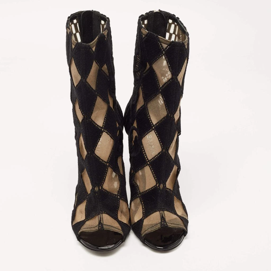 商品[二手商品] Balmain|Balmain Black Mesh and Fabric Ankle Boots Size 38,价格¥1655,第3张图片详细描述