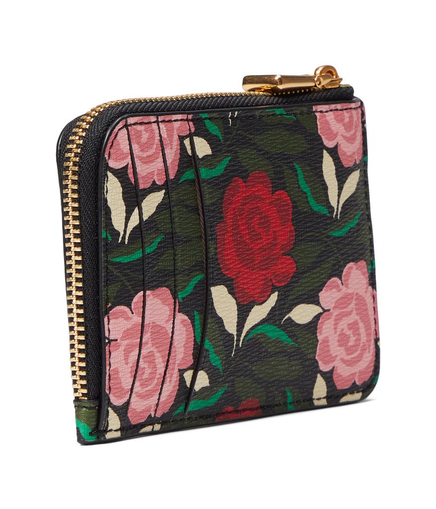 Morgan Rose Garden Printed Saffiano Leather Zip Card Holder商品第2张图片规格展示