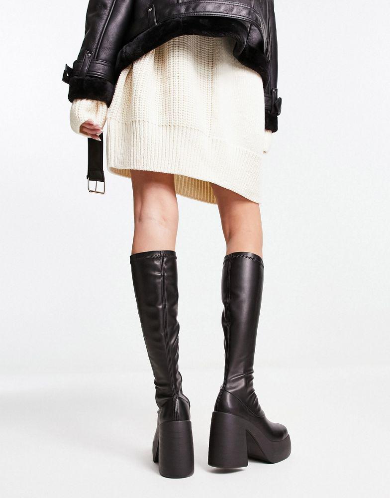 ASOS DESIGN Cleo high heeled knee boots in black商品第3张图片规格展示