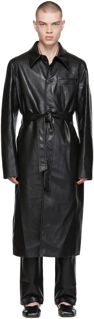 商品Nanushka|Black Kilan Leather Trench Coat,价格¥7632,第1张图片