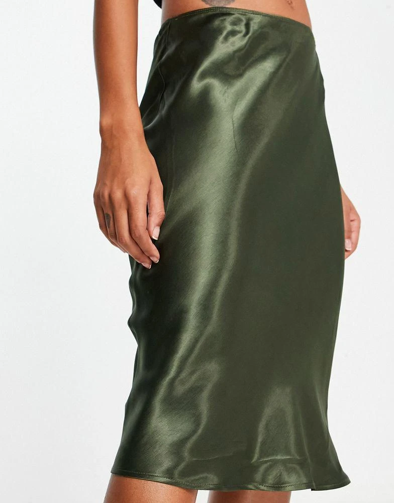 商品Topshop|Topshop 90s short midi skirt in khaki,价格¥104,第3张图片详细描述