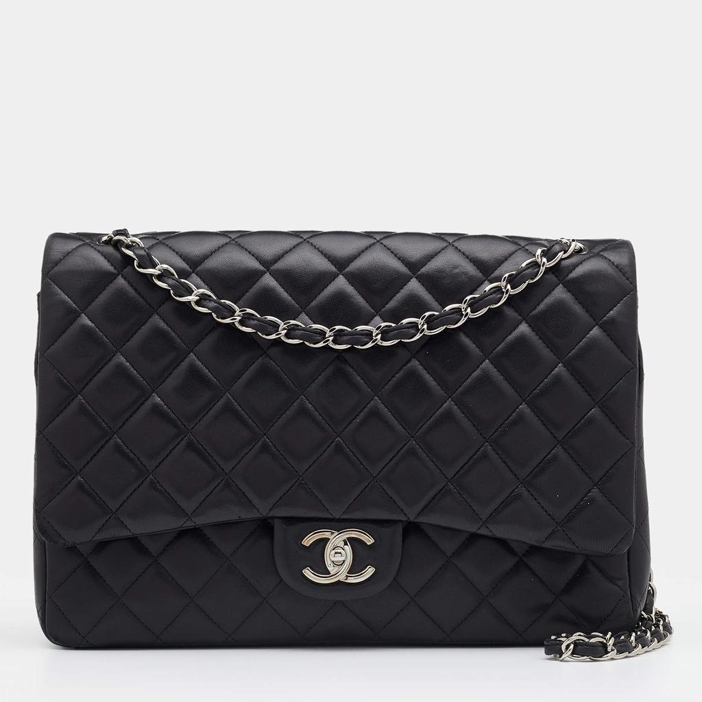 Chanel Black Quilted Leather Maxi Classic Double Flap Bag商品第1张图片规格展示