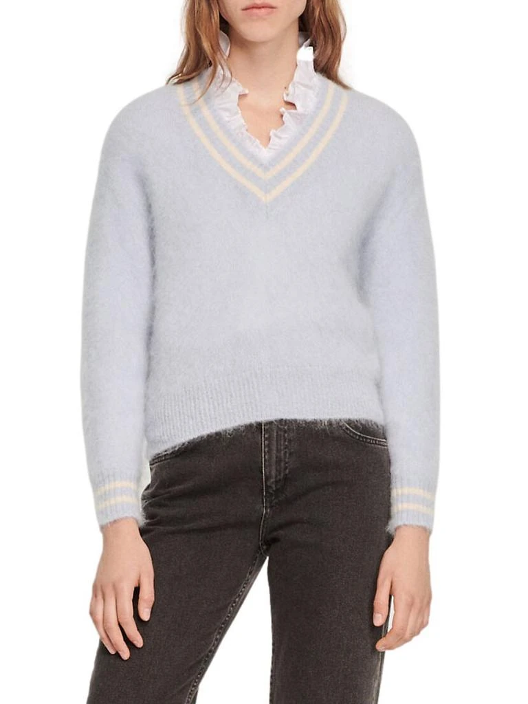 商品Sandro|Ecume Mohair V-Neck Sweater,价格¥1377,第1张图片