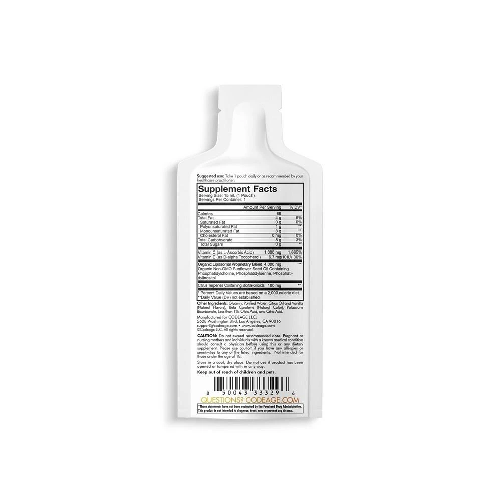 商品Codeage|Liposomal Vitamin C Liquid Supplement with Phospholipids, Daily Immune Support - 32 Pouches,价格¥299,第3张图片详细描述