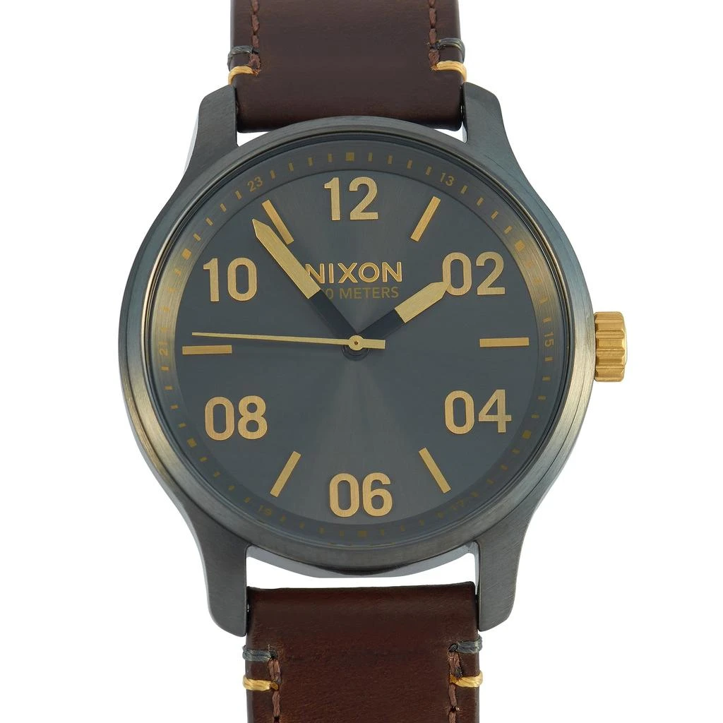 商品Nixon|Nixon Patrol Leather Gunmetal/Gold Watch A1243-595-00,价格¥905,第1张图片