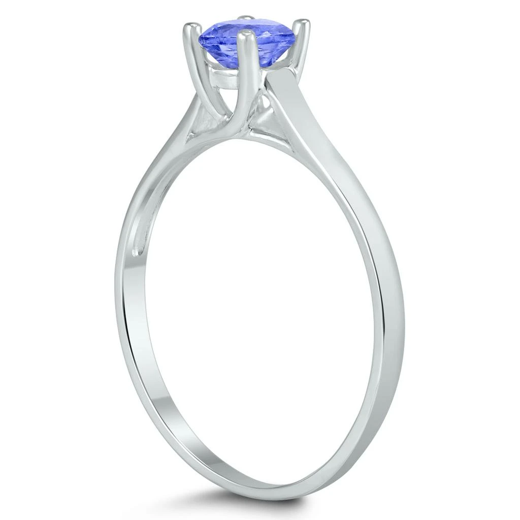 商品SSELECTS|Round 4Mm Tanzanite Cathedral Solitaire Ring In 10K White Gold,价格¥2136,第2张图片详细描述