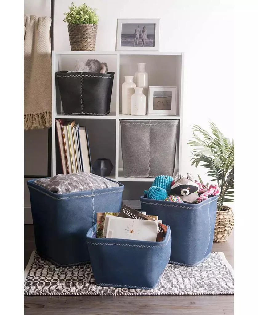 商品Design Imports|Polyester Bin Zig-Zag Stitch Variegated Trapezoid Set of 2,价格¥163,第4张图片详细描述