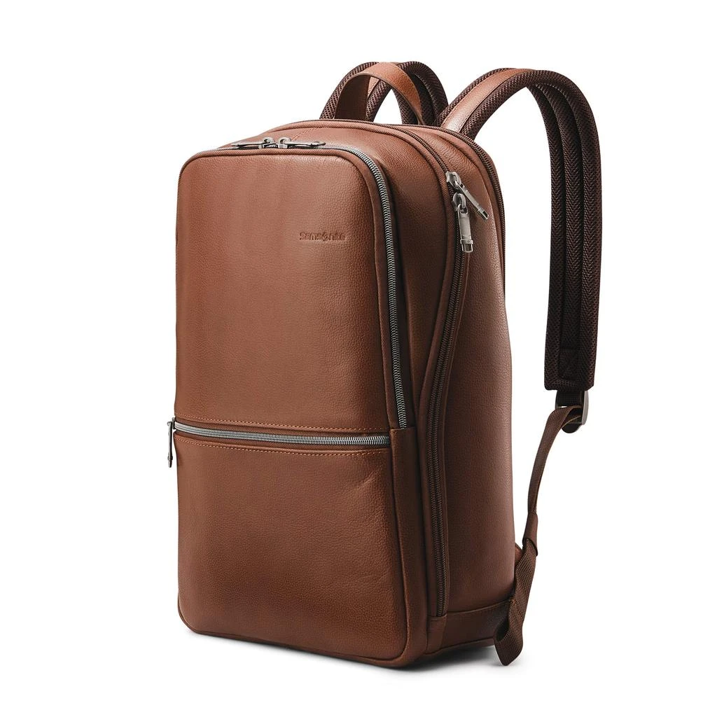 Samsonite Samsonite Classic Leather Slim Backpack, Cognac, One Size 1