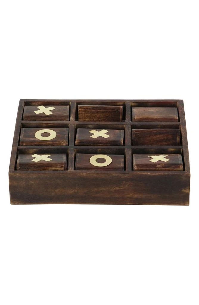 商品SONOMA SAGE HOME|Dark Brown Mango Wood Tic Tac Toe Game Set with Goldtone Inlay,价格¥511,第2张图片详细描述