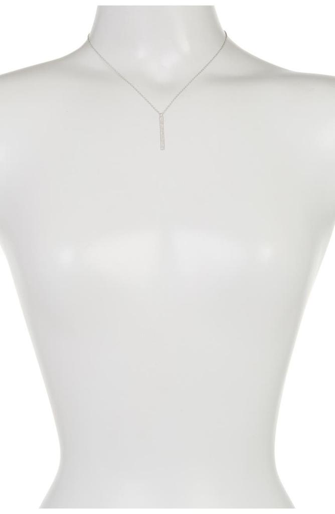 White Rhodium Plated Swarovski Crystal Accented Bar Drop Necklace商品第2张图片规格展示