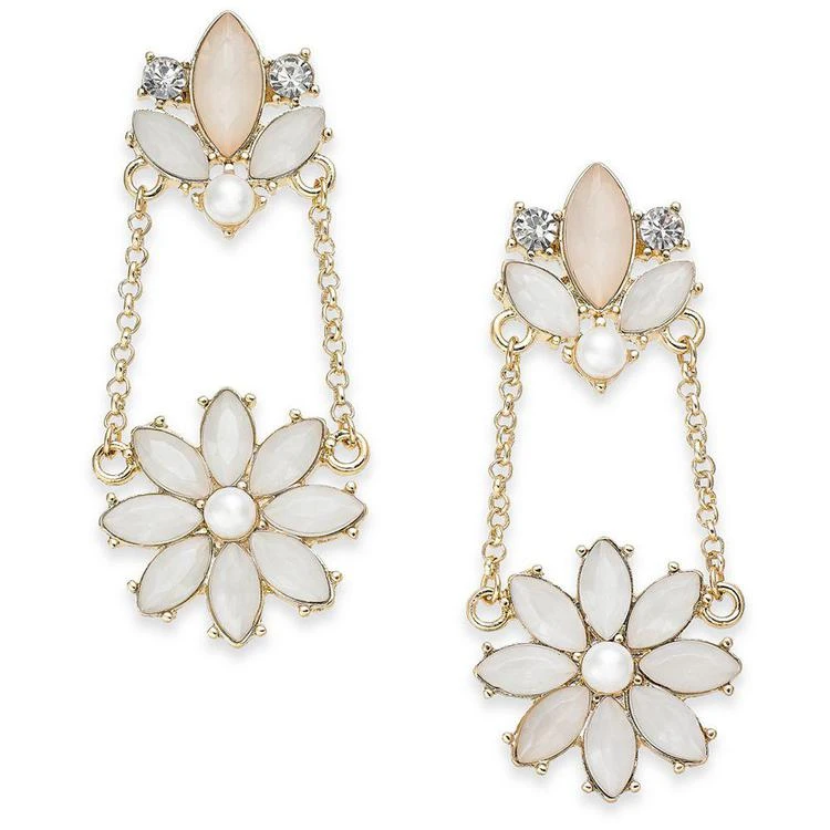商品INC International|I.N.C. Gold-Tone Stone & Crystal Flower Drop Earrings, Created for Macy's,价格¥109,第1张图片