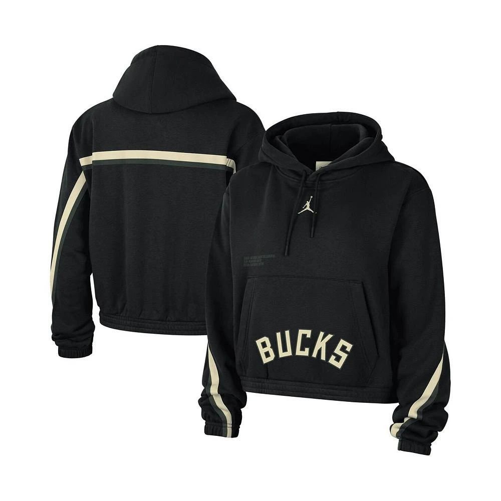 商品Jordan|Women's Brand Black Milwaukee Bucks Courtside Statement Edition Pullover Hoodie,价格¥579,第1张图片