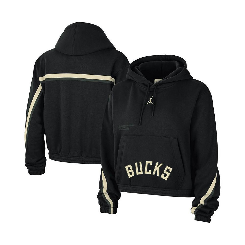 商品Jordan|Women's Brand Black Milwaukee Bucks Courtside Statement Edition Pullover Hoodie,价格¥522,第1张图片