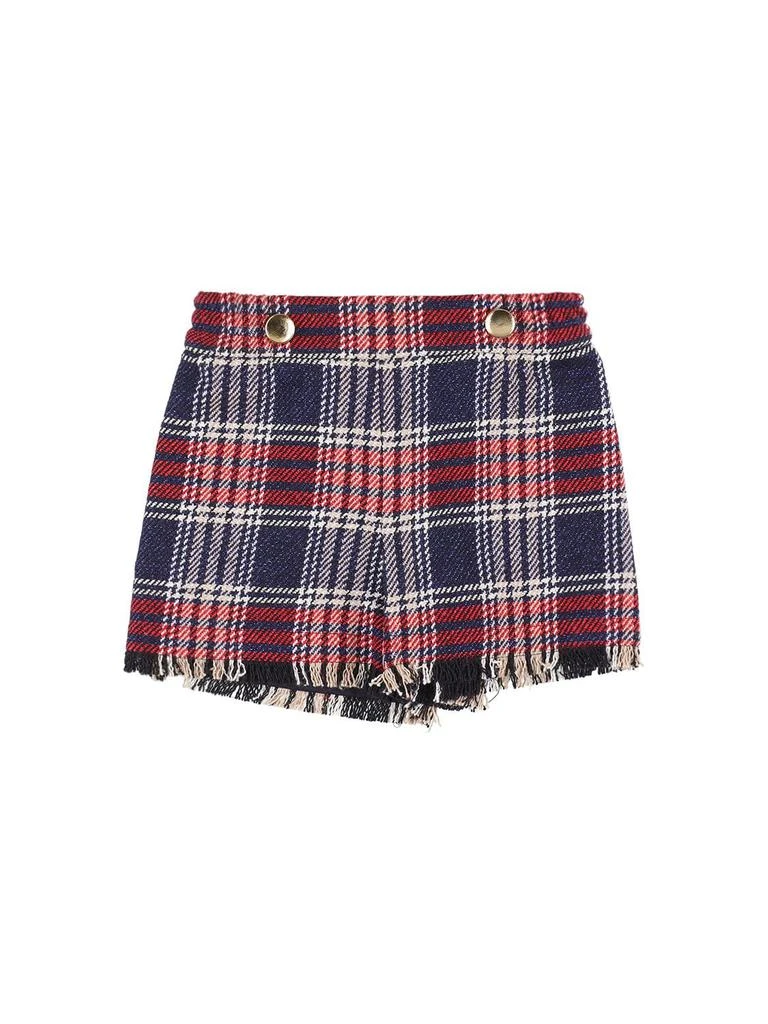 商品MONNALISA|Tartan Print Cotton Blend Shorts,价格¥581,第1张图片