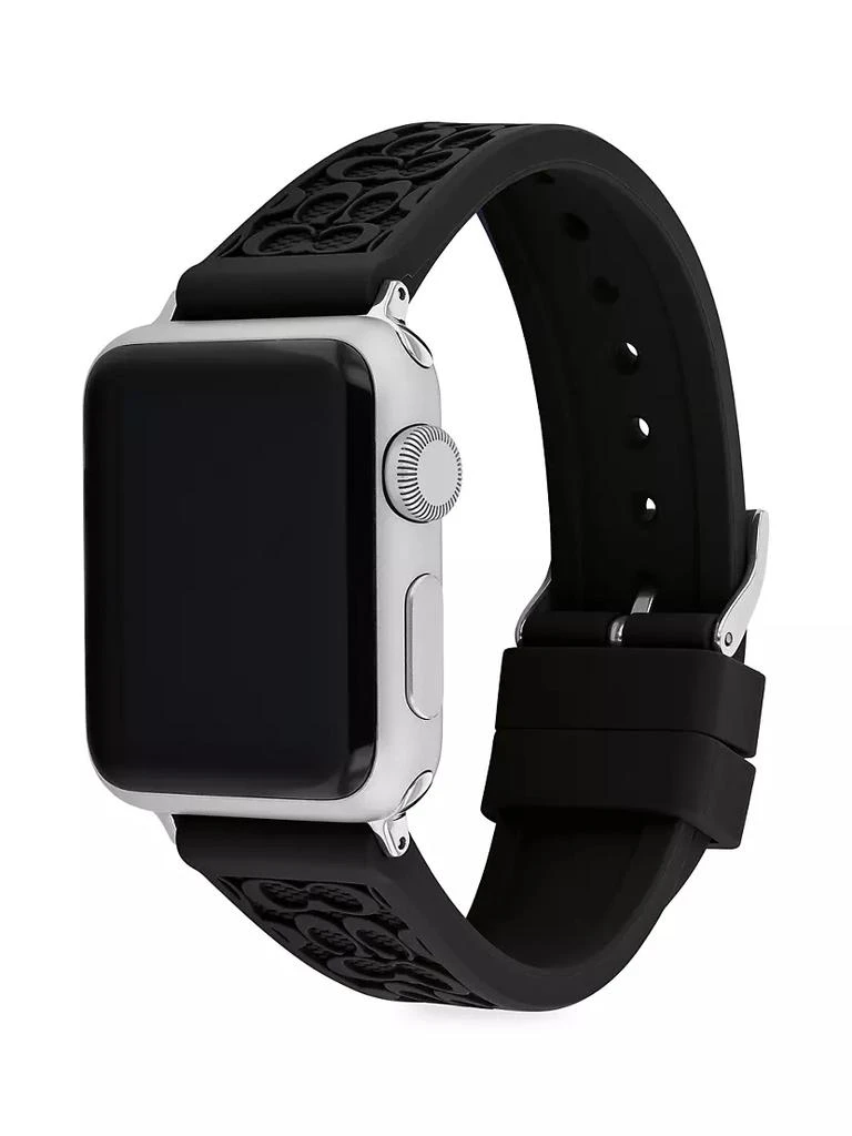 商品Coach|Apple Watch® Signature Black Silicone Strap,价格¥638,第3张图片详细描述