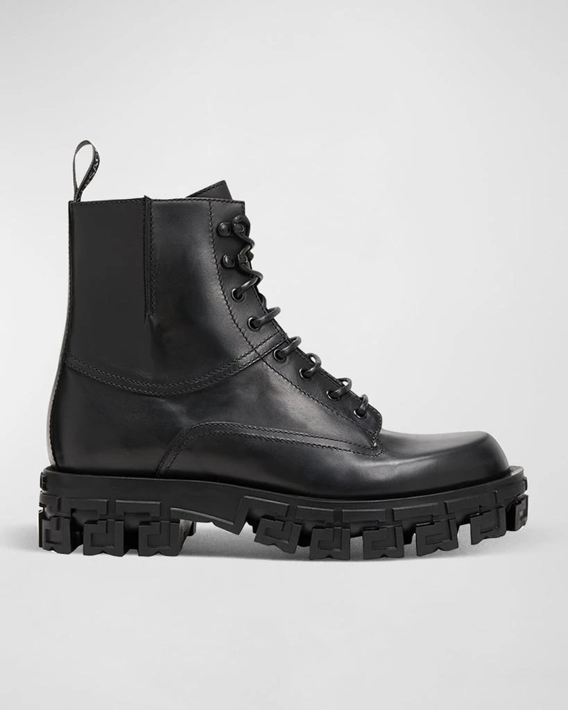 商品Versace|Men's Greca-Sole Leather Combat Boots,价格¥3089,第1张图片