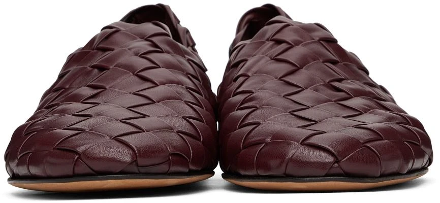 商品Bottega Veneta|Burgundy Intrecciato Slider Loafers,价格¥17597,第2张图片详细描述