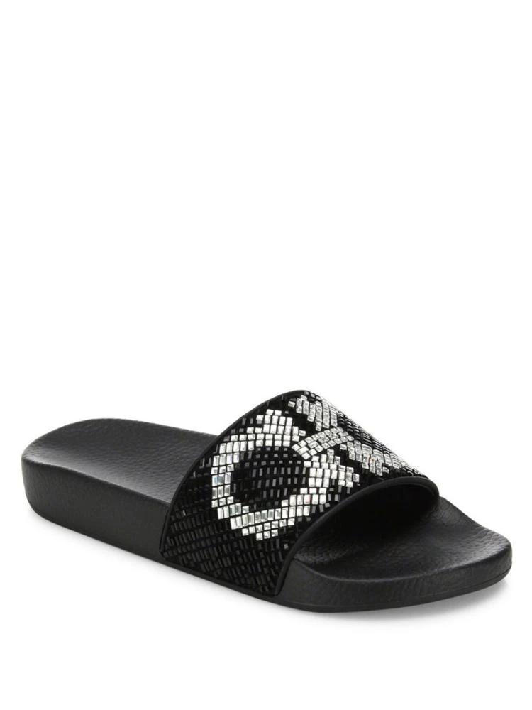 商品Salvatore Ferragamo|Groove Crystal-Embellished Logo Slides,价格¥2361,第1张图片