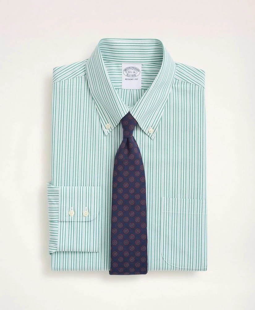商品Brooks Brothers|Stretch Regent Regular-Fit Dress Shirt, Non-Iron Poplin Button Down Collar Stripe,价格¥391,第1张图片