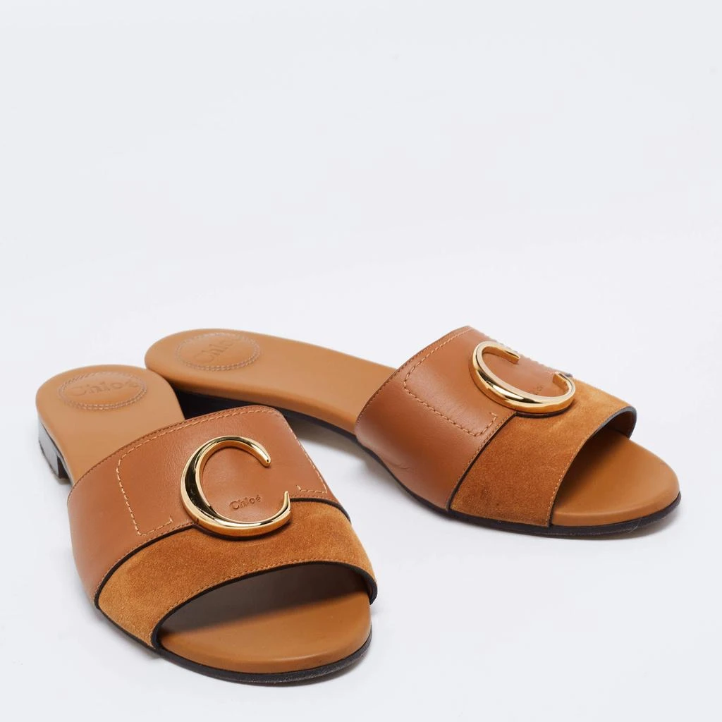 商品[二手商品] Chloé|Chloe Brown Suede And Leather Flat Sandals  Size 40.5,价格¥2446,第4张图片详细描述