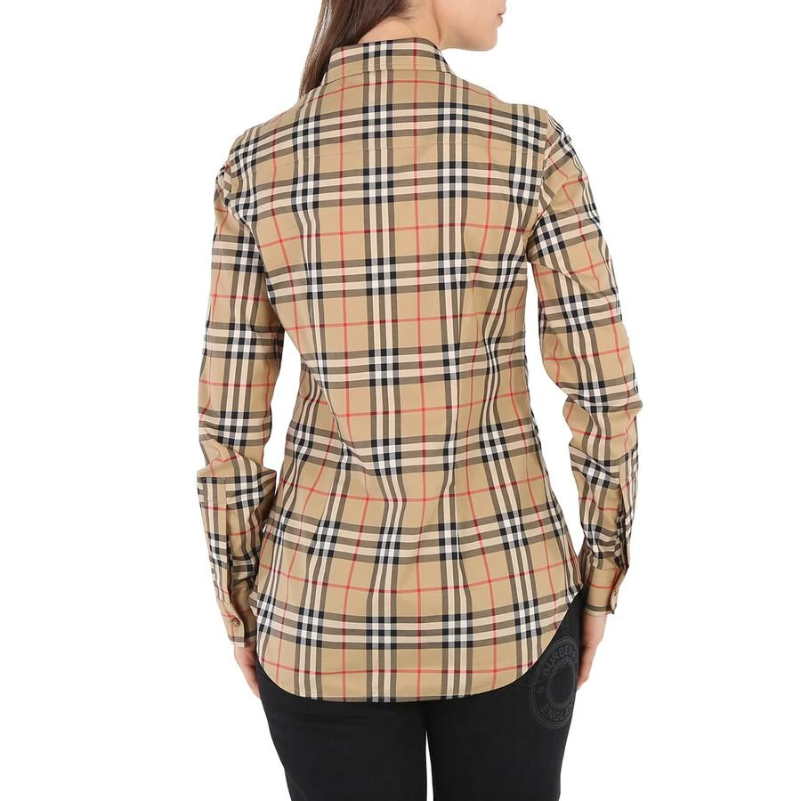 商品Burberry|女士复古格纹弹力棉质纽扣领衬衫  8022284,价格¥2118,第3张图片详细描述