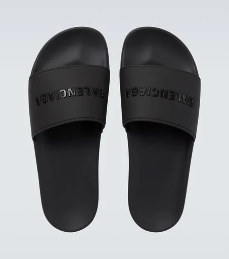 商品Balenciaga|Pool logo rubber slides,价格¥1951,第4张图片详细描述