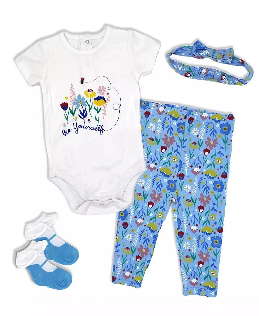 商品Lily & Jack|Baby Girls Bee Yourself Bodysuit, Leggings, Socks and Headband, 4 Piece Set,价格¥203,第1张图片