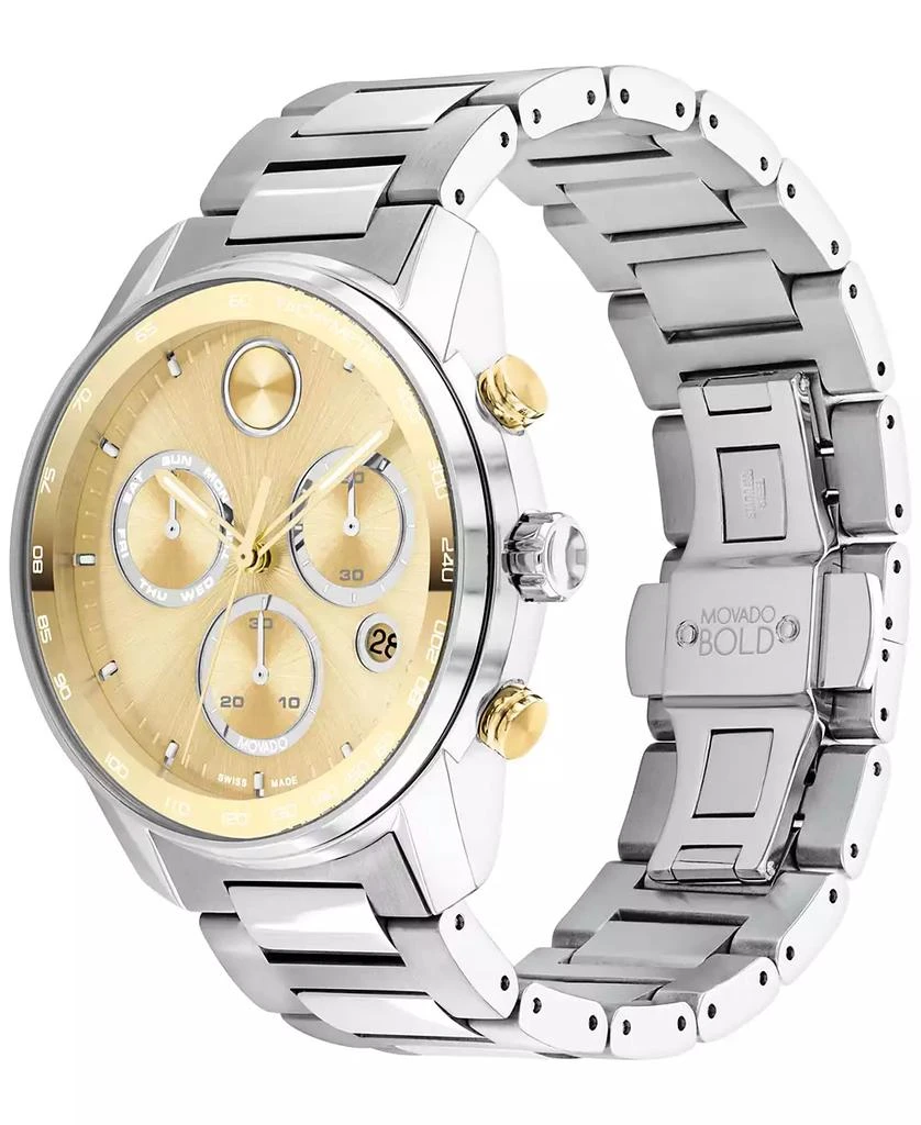 商品Movado|Men's Swiss Chronograph Bold Verso Stainless Steel Bracelet Watch 44mm,价格¥7453,第2张图片详细描述