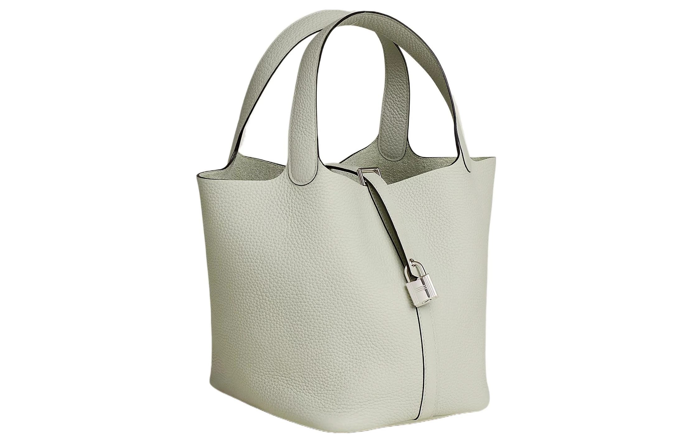 商品[国内直发] Hermes|爱马仕 Picotin Lock 22 菜篮子 Clemence小公牛皮 银扣 水桶包手提包 22 女款 0W Gris Neve 冰晶灰,价格¥37549,第3张图片详细描述