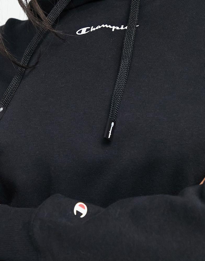 Champion Hooded Crop Top in black商品第3张图片规格展示