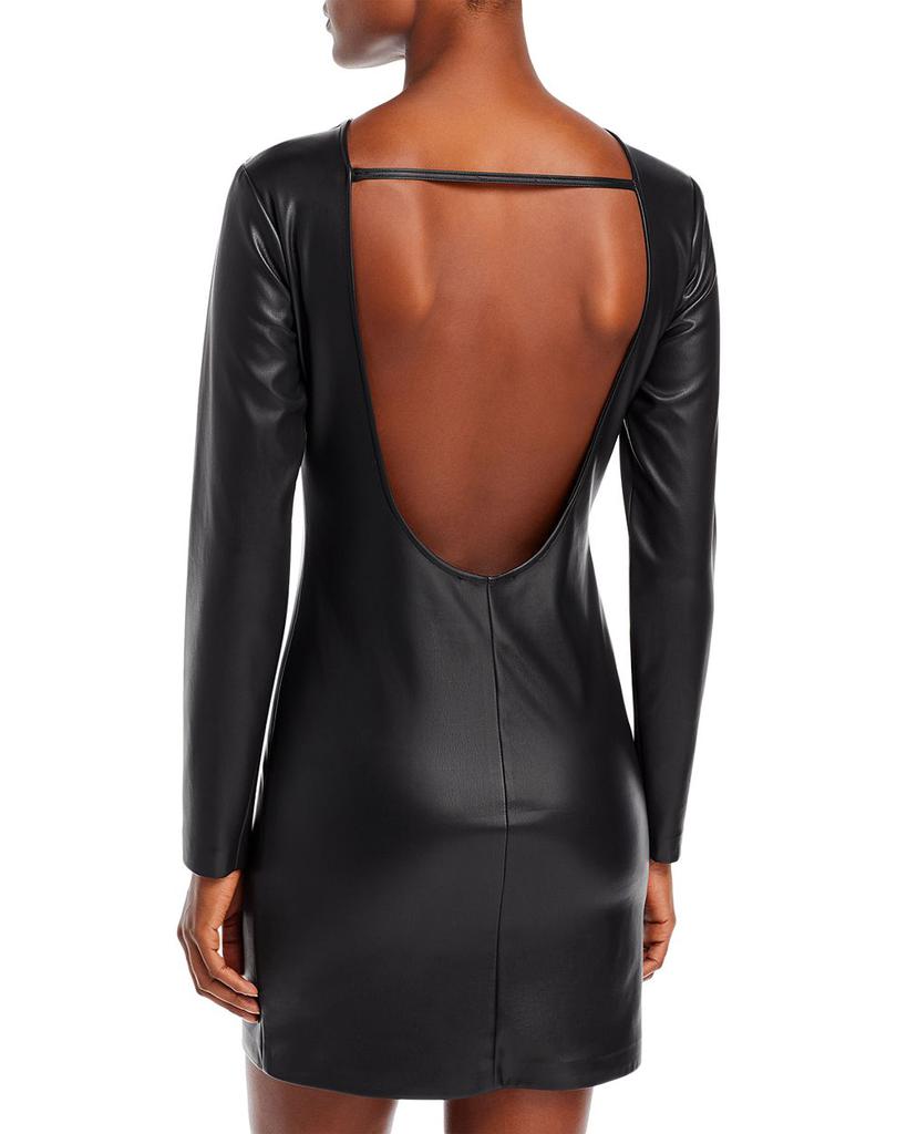 Faux Leather Open Back Mini Dress - 100% Exclusive商品第3张图片规格展示