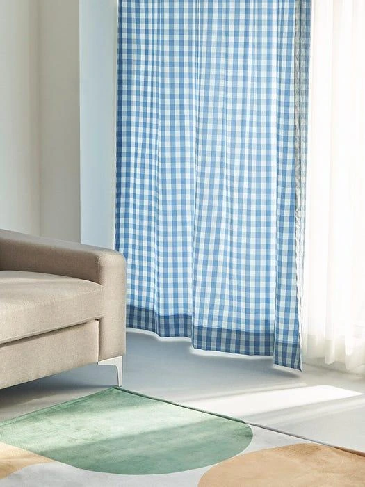 商品DECOVIEW|Sunday Blue Check Cotton Curtain,价格¥461,第1张图片