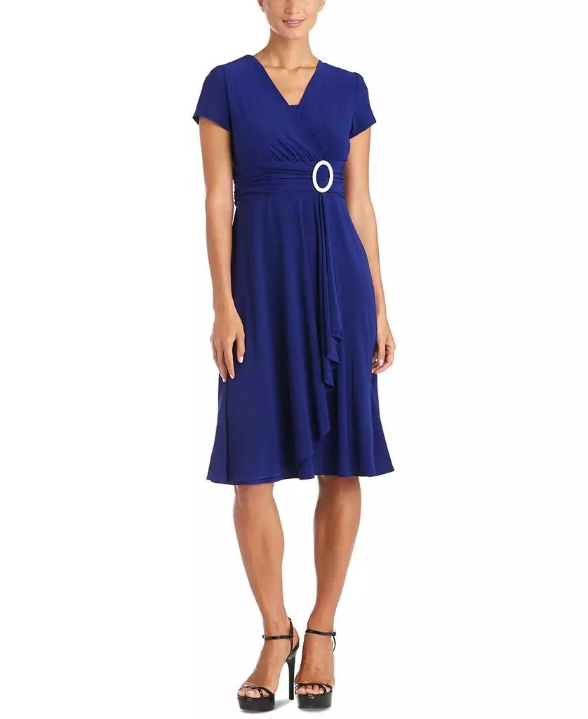 商品R & M Richards|R&M Richards Short-Sleeve Faux-Wrap Dress,价格¥661,第1张图片详细描述
