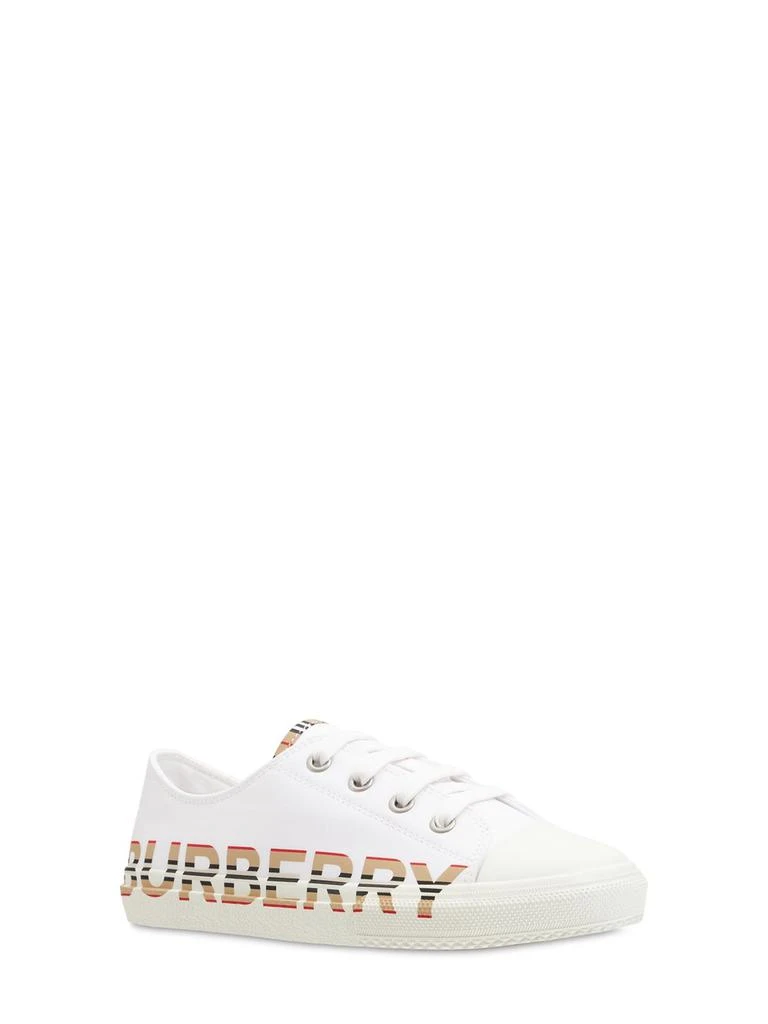 商品Burberry|Icon Stripe Logo Cotton Lace-up Sneakers,价格¥2227,第2张图片详细描述