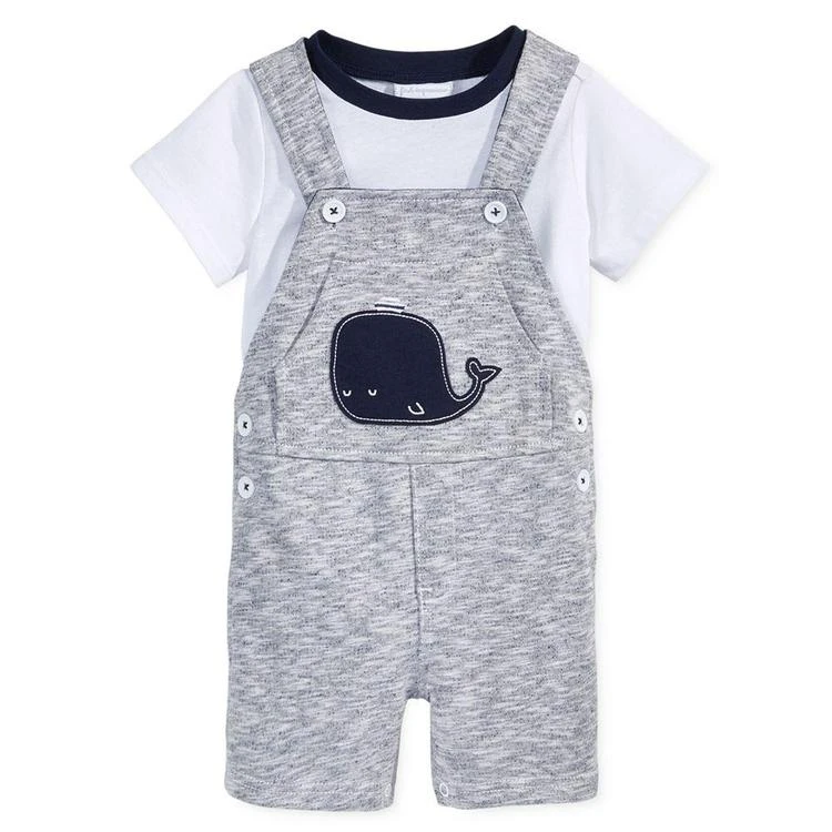 商品First Impressions|2-Pc. T-Shirt & Marled Whale Overall Set, Baby Boys (0-24 months), Created for Macy's,价格¥59,第1张图片