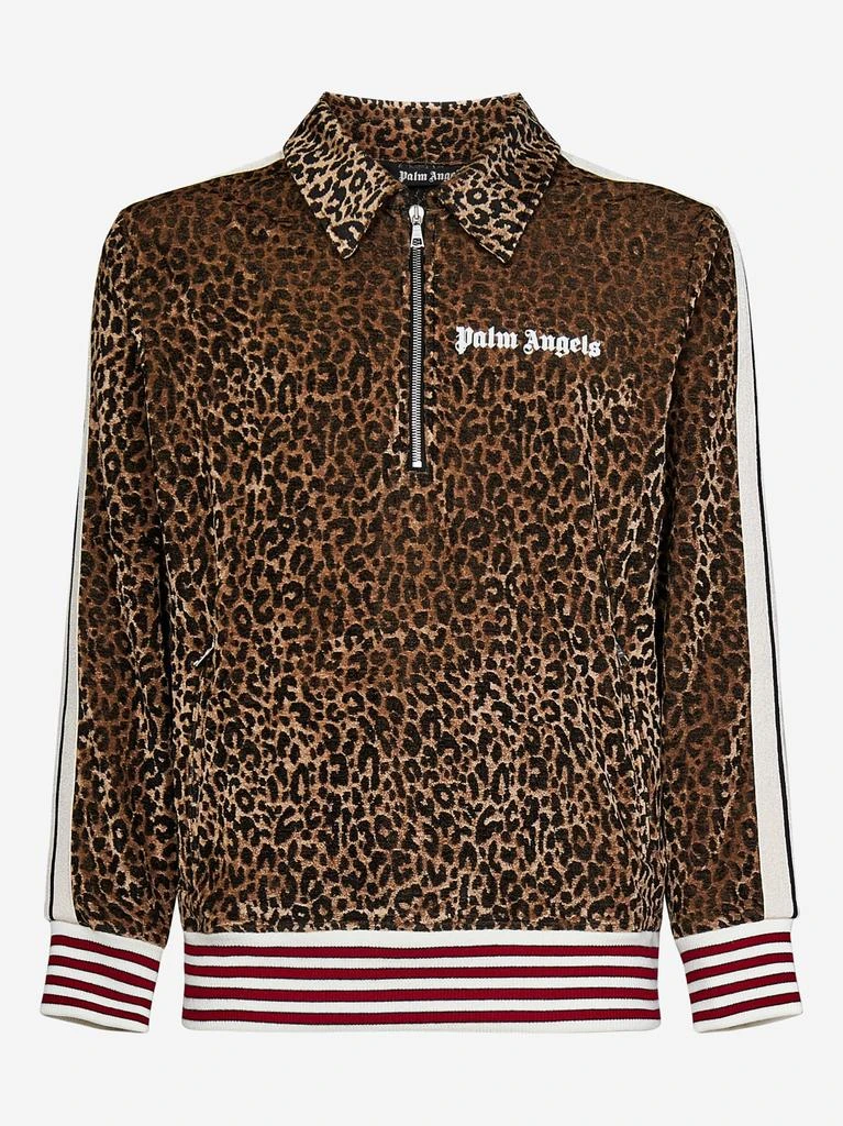 商品Palm Angels|Palm Angels Polo Collar Animal Track Sweatshirt,价格¥2192,第1张图片