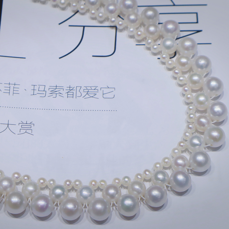 925银镀18K金淡水珍珠蝴蝶结项链商品第4张图片规格展示
