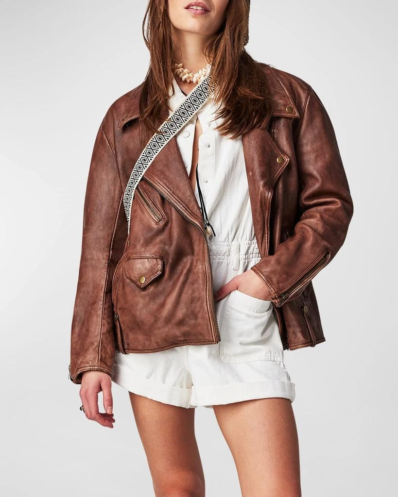 商品Free People|We The Free Jealousy Leather Moto Jacket,价格¥3867,第1张图片