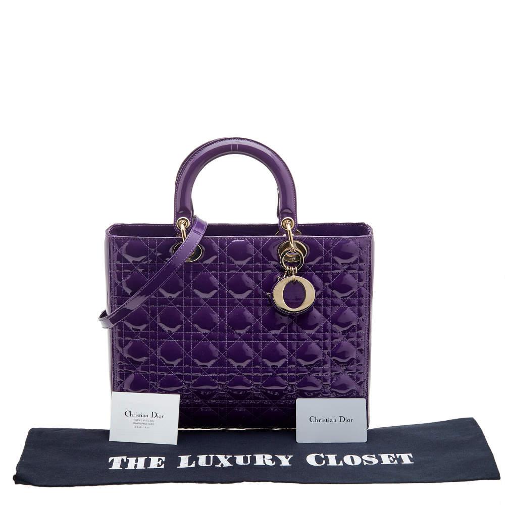 Dior Purple Cannage Patent Leather Large Lady Dior Tote商品第10张图片规格展示