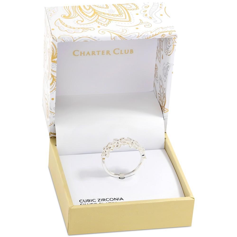 商品Charter Club|Silver-Tone Marquise-Crystal Flower Band Ring, Created for Macy's,价格¥187,第5张图片详细描述
