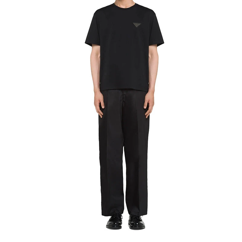 商品Prada|【预售3-7天】普拉达  男士黑色纯棉短袖T恤UJN782_1Z5X_F0002_S_221,价格¥5759,第4张图片详细描述