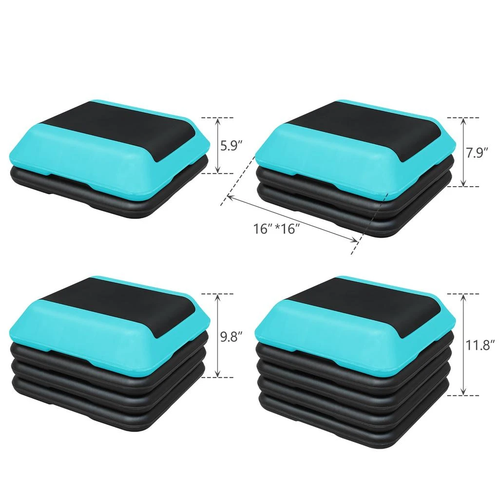 商品Streamdale Furniture|Streamdale Height-Adjustable Step Aerobics Platform Fitness Equipment Stepper Trainer Exercise Step Platform with 4 Riser Green,价格¥797,第5张图片详细描述