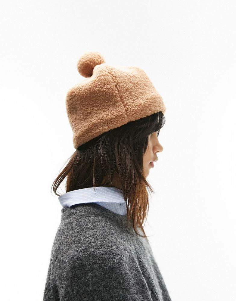 商品Topshop|Topshop borg beanie with pom in camel,价格¥95,第3张图片详细描述