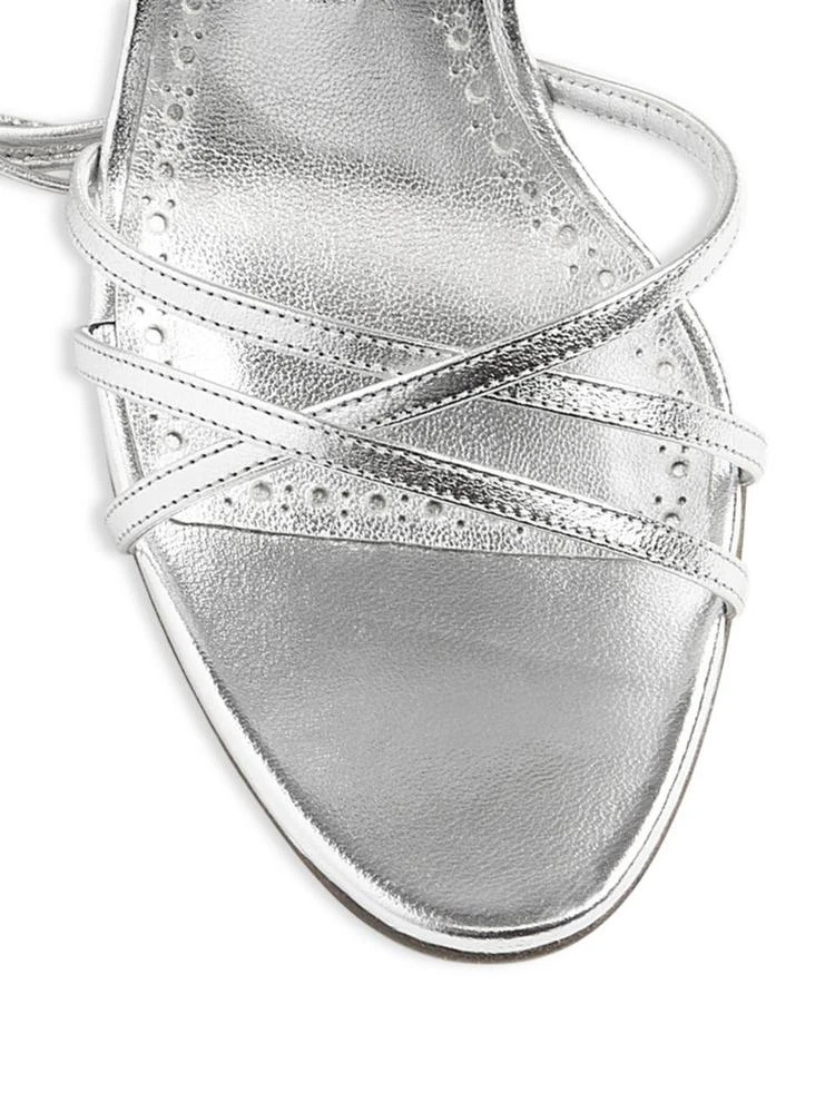 商品Manolo Blahnik|Leva 90 Metallic Leather Ankle-Wrap Sandals,价格¥2852,第3张图片详细描述