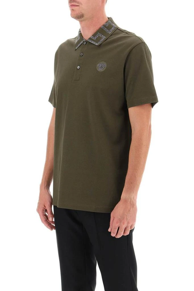 商品Versace|Versace taylor fit polo shirt with greca collar,价格¥2794,第4张图片详细描述