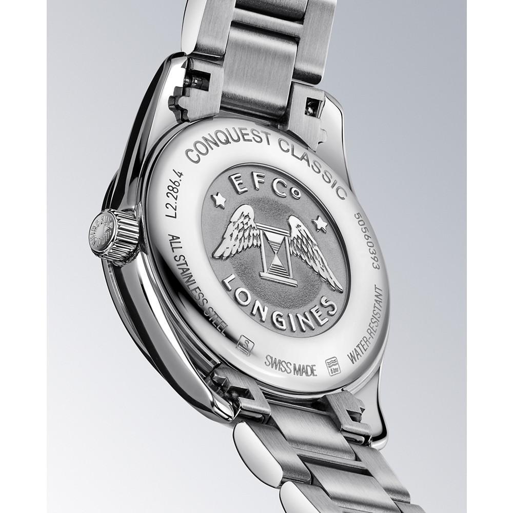 商品Longines|Women’s Swiss Conquest Classic Stainless Steel Bracelet Watch 34mm,价格¥6890,第5张图片详细描述