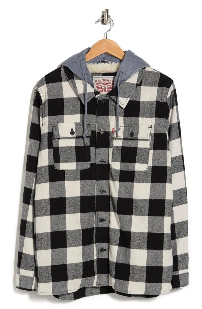 商品Levi's|Plaid Faux Shearling Lined Jersey Hood Shirt Jacket,价格¥569,第5张图片详细描述