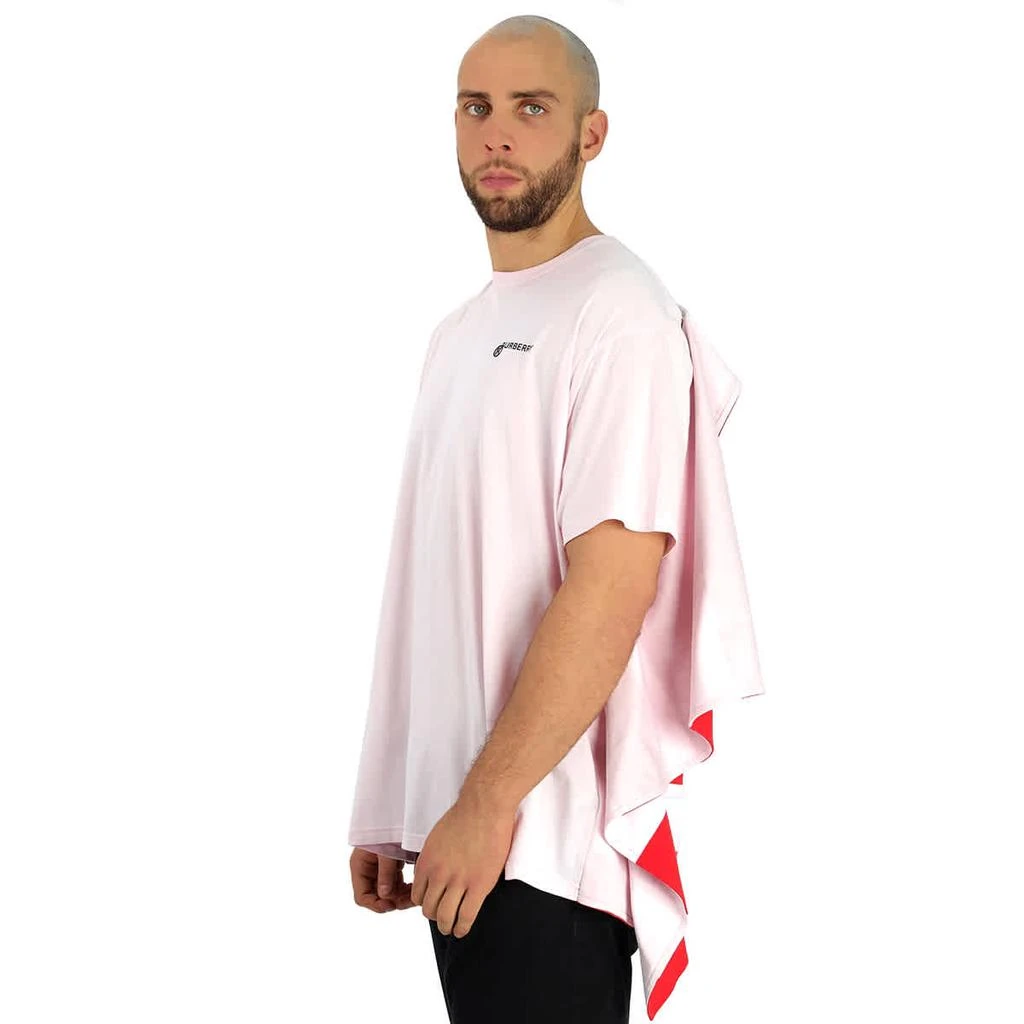 商品Burberry|Men's Pale Pink Striped Cape Detail Cotton Oversized T-shirt,价格¥1402-¥3305,第2张图片详细描述